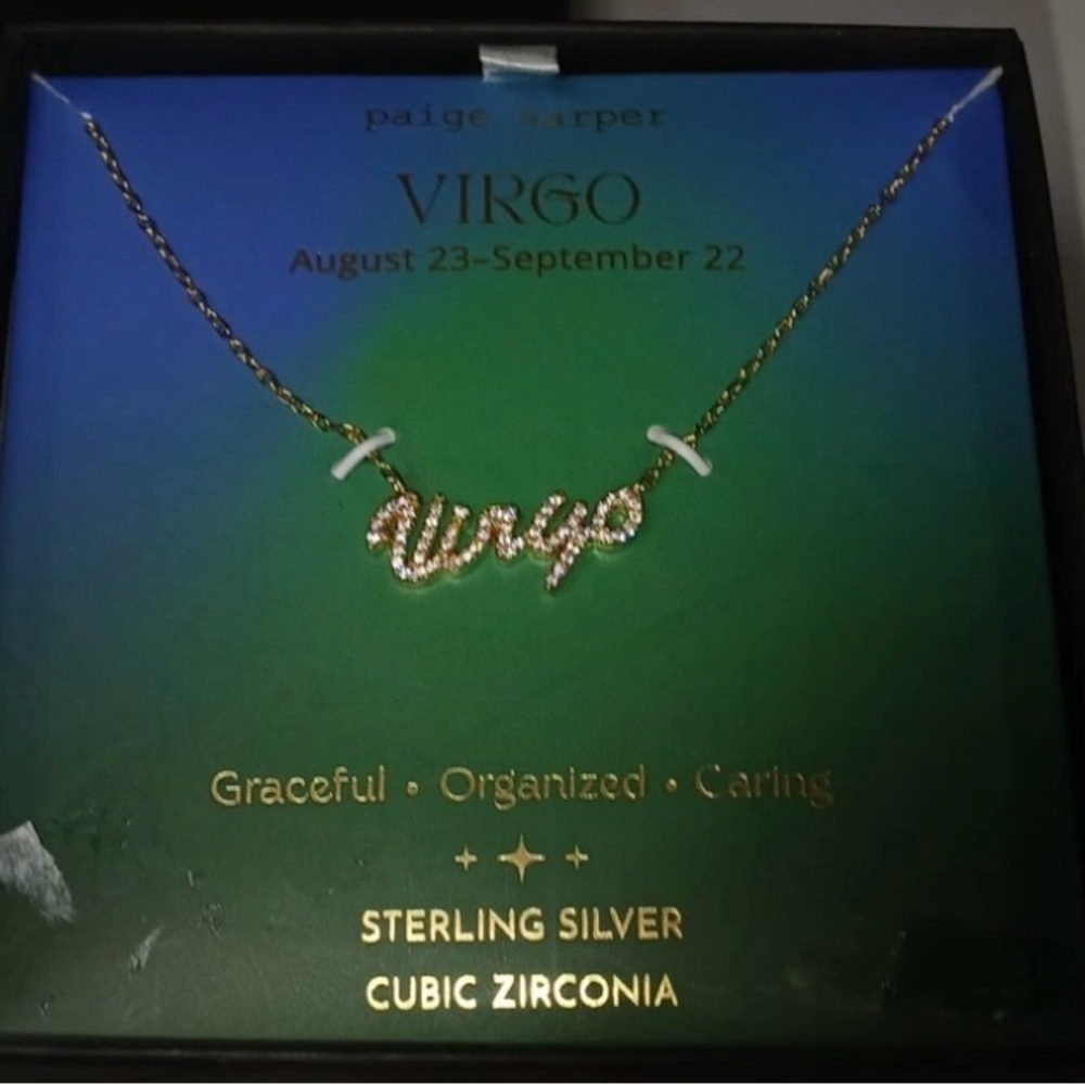 Paige Harper Virgo Gold Plated Sterling Silver & CZ Pendant Necklace - Picture 2 of 2
